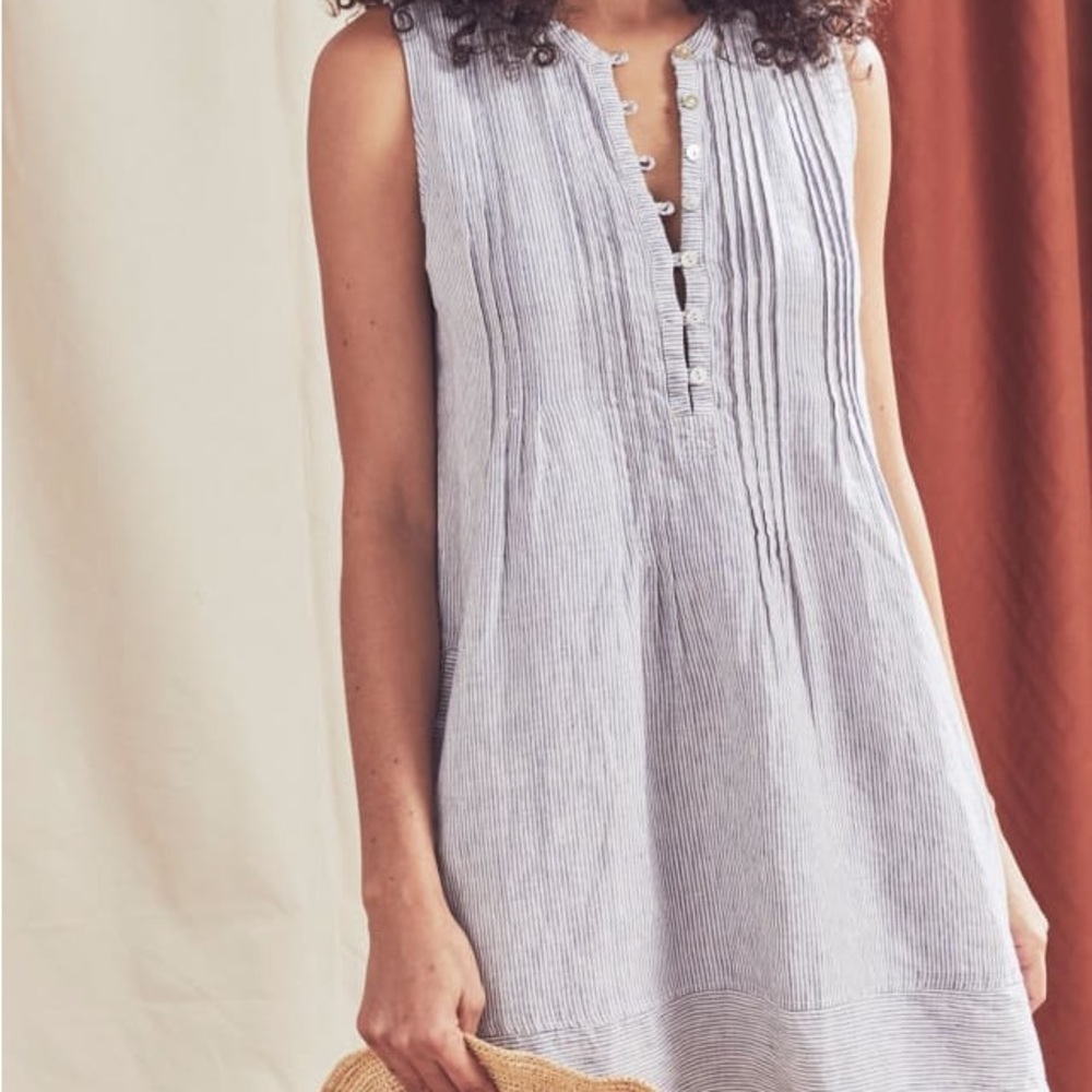 Faherty Blue and White Striped Linen Dress - XS NWT